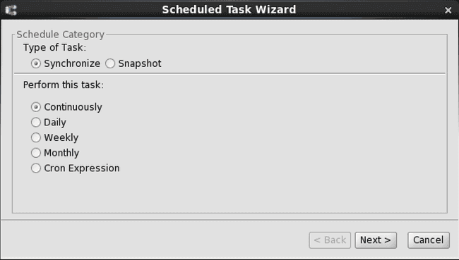 Scheduled Task Wizard dialog box