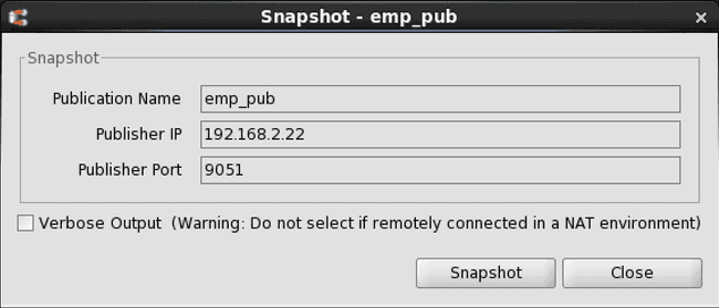 Snapshot dialog box