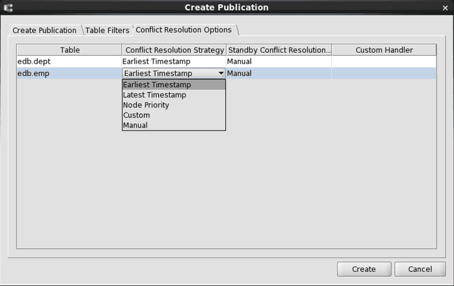 Conflict Resolution Options tab