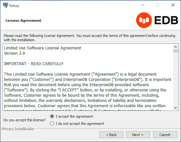 The EnterpriseDB License Agreement