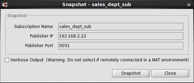 Snapshot dialog box