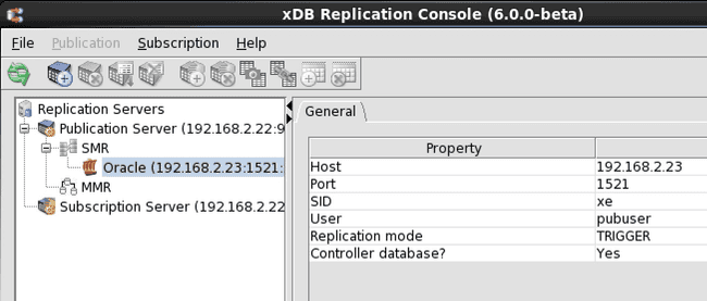 Selecting a publication database definition for update