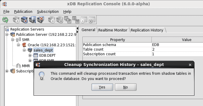 Cleanup Synchronization History confirmation