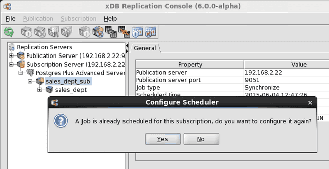 Configure Scheduler confirmation