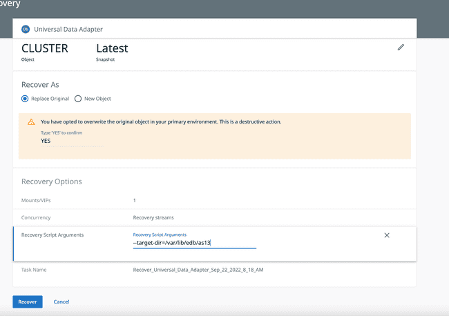 Cohesity Recover Recovery Scripts