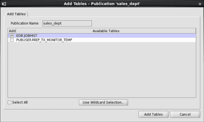 Add Tables dialog box