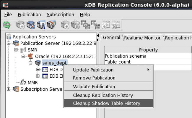 Cleaning up shadow table history