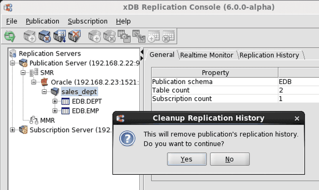 Cleanup Replication History confirmation