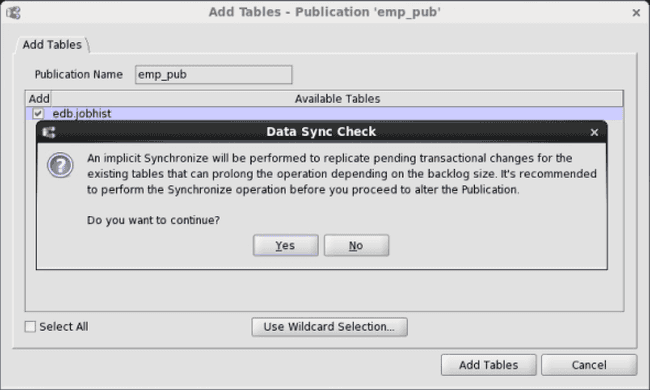 Data Sync Check dialog box