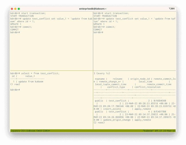 4 Sessions showing update conflict detected