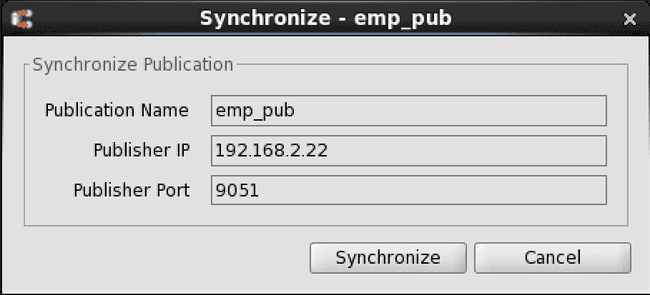 Synchronize dialog box