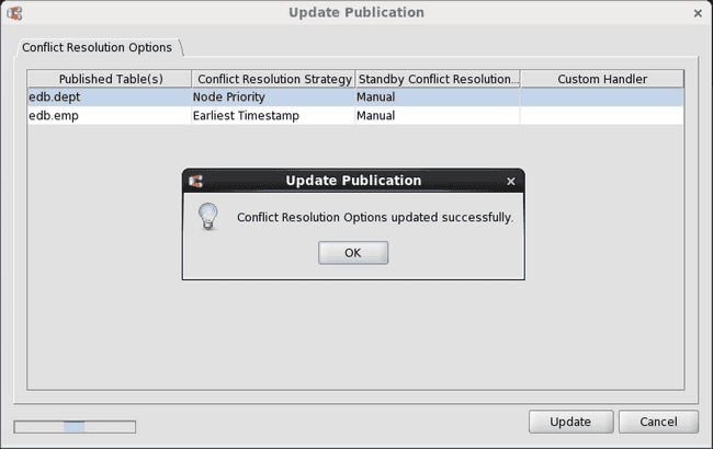 Successfully updated conflict resolution options