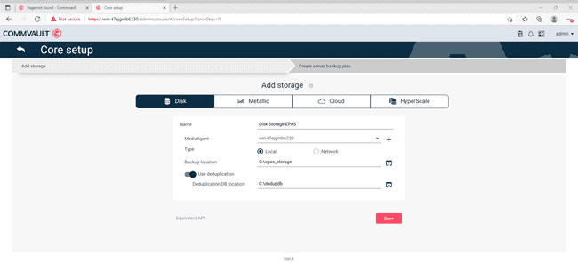 Setup Storage Pool/Disk Storage