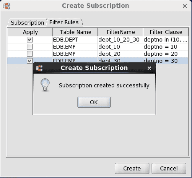 Subscription created successfully